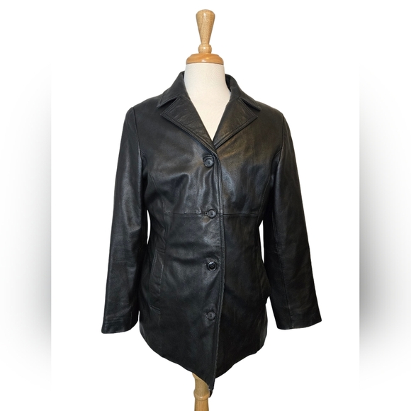 Danier Women's Black Leather Jacket Motorcyle Biker Size M Lined Moto - Picture 1 of 9